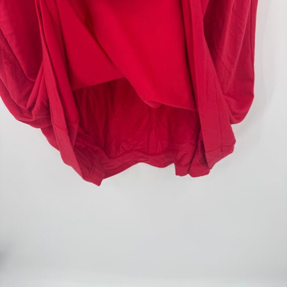 Nordstrom Red Side Ruched Long Sleeve Midi Dress Rib Knit Crew Neck Small - Picture 8 of 13